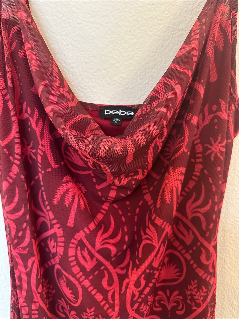 Bebe Red Patterned Maxi Dress - Picture 2 of 5